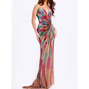 strapless open back dress Burnt Orange Long Mermaid Strapless Satin Backless Prom Dress
